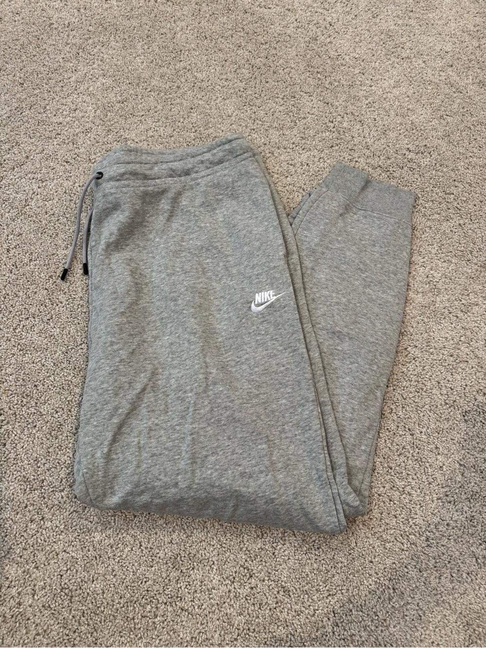 Nike Grey Fleece Joggers with White Swoosh